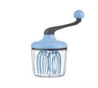 Yhenlovtt Batteur à œufs multifonction à manivelle avec fouet, mousseur à lait et mélangeur, outil de cuisine en plastique léger, 17 x 16,5 x 14 cm, bleu (bleu)