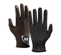 Yhenlovtt ble Gants équestres antidérapants pour équitation, tissu de soie glacée, poignée renforcée du pouce, compatibles avec écrans tactiles, durable pour l'extérieur (café)