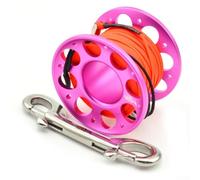 Yhenlovtt Bobine de plongée en alliage d'aluminium de 15/30 m en acier inoxydable avec double crochet (rouge 15 m)