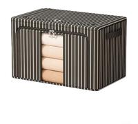 Yhenlovtt Boîte de rangement pliable en tissu Oxford de grande capacité avec cadre en acier renforcé et ouverture frontale pour vêtements et articles ménagers Noir 100 l 60 x 42 x 40 cm