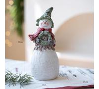 Yhenlovtt Bonhomme de neige de Noël en résine pour décoration de table de vacances, centre de table rustique festif, compatible avec table à manger et Ma(A)