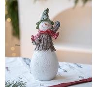 Yhenlovtt Bonhomme de neige de Noël en résine pour décoration de table de vacances, centre de table rustique, compatible avec table à manger et Ma(B)
