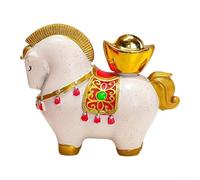 Yhenlovtt Cheval rotatif en résine de style chinois, mascotte peinte à la main pour l'année du cheval avec symbolisme de prospérité, compact 8,1 x 4,2 x 7 cm pour la maison ou le bureau (1)