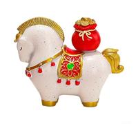 Yhenlovtt Cheval rotatif en résine de style chinois, mascotte peinte à la main pour l'année du cheval avec symbolisme de prospérité, compact 8,1 x 4,2 x 7 cm pour la maison ou le bureau (3)