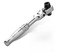 Yhenlovtt Clé à cliquet 6,35 mm, tête 180 °, tournevis compact 2 en 1, tournevis à douille 2 en 1, mini outil à main réversible avec construction en acier au chrome vanadium (A)