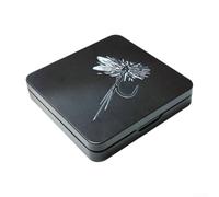 Yhenlovtt Crochets de rangement pour mouches sèches, leurres et doublure de boîte Plus éponge divisée en métal compact pour appâts de pêche à la mouche avec double étui (noir)