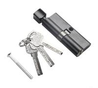 Yhenlovtt Cylindre de serrure de porte, profil européen, 70 mm, en alliage de zinc, 6 broches, haute sécurité, avec 3 clés et vis de fixation, convient pour les portes intérieures en bois, noir