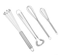 Yhenlovtt Ensemble de fouets à œufs en acier inoxydable, 4 pièces, mélangeur manuel pour la pâtisserie, ustensiles de mélange multidirectionnels pour la cuisine