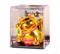 Yhenlovtt Figurine Neko ou chat à énergie solaire - Décoration mignonne en ABS agitant un maneki pour voiture, tableau de bord, maison, bureau, étagère porte-bonheur Traditi (doré)