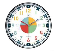 Yhenlovtt Horloge murale d'apprentissage silencieuse pour chambre d'enfant ou salon, chiffres à lire, éducative colorée, sans tic-tac, cadre en plastique, 25,4 cm ou 30,5 cm (cadre noir)