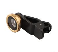 Yhenlovtt Kit d'objectifs Fish Eye pour iPhone 12/11/XS Max/X & Téléphones - Grand Angle + Macro + Objectif Fisheye Mobile avec Clip, Construction ABS, Portable 10×8×2cm (Or)