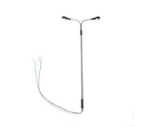 Yhenlovtt Lampadaires LED pour modélisme ferroviaire, 10 pièces à l'échelle OO HO à deux têtes, lampe blanche de 14 cm, poteau de tuyau en acier pour trains 1:75 pour paysage de jardin ou de bâtiment