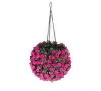 Yhenlovtt Lampe solaire en forme de boule de fleurs artificielles résistantes aux intempéries avec suspension pour jardin, cour, terrasse, décoration extérieure (A)
