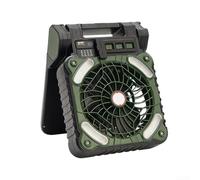 Yhenlovtt Lanterne alimentée 5200 mAh rechargeable pour ventilateur solaire léger LED extérieur avec ventilateur de camping aventures, utilisation compacte et polyvalente (vert armée)