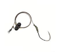 Yhenlovtt Lot de 1 bas de ligne de pêche pour poisson-chat avec hochet, crochet simple pour poisson-chat, crochet en acier au carbone avec ligne de 100 cm, noir (6#)