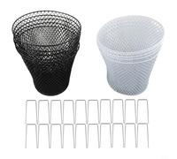 Yhenlovtt Lot de 10 housses de protection en métal pour plantes avec piquets en forme de U 231,1 cm en maille métallique pour jardin, légumes et fleurs Noir + PVC résistant blanc