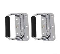 Yhenlovtt Lot de 2 poignées à ressort pour boîte à outils chromées avec poignée en fer plaqué avec 140 mm en caoutchouc, capacité de 40 kg, noir argenté