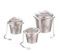 Yhenlovtt Lot de 3 infuseurs à thé en acier inoxydable 304 avec maille fine et couvercle rotatif, crochet à chaîne et support pour la cuisson de la soupe, du café, du thé en vrac et de