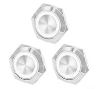 Yhenlovtt Lot de 3 interrupteurs à bouton-poussoir de 19 mm avec lumière LED, bouton en métal à réinitialisation automatique momentanée 12 V 24 V pour projets électriques, blanc