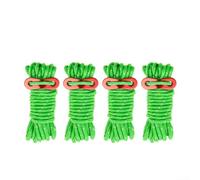 Yhenlovtt Lot de 4 cordes de haubanage haute visibilité 4 mm de diamètre et 4 m de long pour une utilisation sûre en camping et en nuit Vert