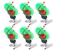 Yhenlovtt Lot de 6 alarmes de pêche électriques avec lumière LED et indicateur sonore pour canne, buzzer 80 dB, ABS et acier inoxydable, options de flash vert et noir, comprend des clips (vert)