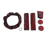 Yhenlovtt Lot de 7 accessoires en strass pour intérieur de voiture avec housse de volant de 38 cm, housses de ceinture de sécurité et dessous de verre pour un confort de conduite amélioré (rouge)