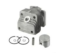 Yhenlovtt Lot de 7 pistons cylindriques de rechange en alliage d'aluminium de 40 mm avec anneaux pour moteur de tronçonneuse compatible avec cylindres de 42 mm et 44 mm Noir et blanc Simple