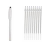 Yhenlovtt Lot de marqueurs pour tissu avec encre qui disparaît de la chaleur, livré avec 10 stylos de recharge pour tous vos besoins d'artisanat (blanc)