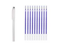 Yhenlovtt Lot de marqueurs pour tissu avec encre qui disparaît de la chaleur, livré avec 10 stylos de recharge pour tous vos besoins d'artisanat (bleu)