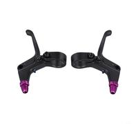 Yhenlovtt M Leviers de frein en alliage pour enfants, VTT, poignées de frein légères à 2 doigts compatibles avec disque mécanique et traction linéaire Braun (violet)