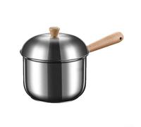 Yhenlovtt Mini pot à lait en acier inoxydable | Casserole de cuisine avec poignée en bois | pour chauffer le lait, le beurre, la soupe, outil de cuisson de taille unique (800 ml)