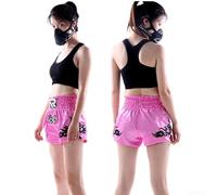 Yhenlovtt Mma Muay Thai Entraînement Taille élastique Respirant Fight Wear Mélange de fibres de polyester Anotherboxer pour femme Kick Boxing pour femme (Light B (Rose)