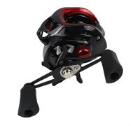 Yhenlovtt Moulinet de pêche à main en carbone avec disposition ambidextre gauche/droite - Construction en fibre résistante pour toutes les pêches lisses et lisses (rouge gauche)