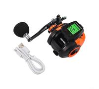 Yhenlovtt Moulinet de pêche numérique avec 7,2 : profondeur de rapport d'engrenage, magnétique, rechargeable, 1 pièce, entonnoir de frein, guide d'alarme, orange à gauche