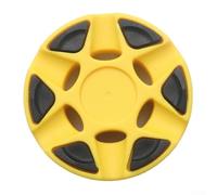 Yhenlovtt Palet de hockey d'intérieur pour 76 x 76 x 25 mm avec motif de compétition d'entraînement de hockey sur route en plastique bleu palet de hockey et 6 rouleaux (noir et jaune)