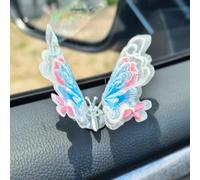 Yhenlovtt Patch de décoration d'intérieur de voiture en tissu avec broderie papillon chinois traditionnelle pour montage, accessoire de sortie d'air, rose (bleu)