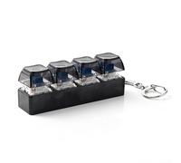Yhenlovtt Porte-clés avec clavier RVB avec 4 boutons mécaniques et lumières LED colorées pour soulager le stress, la mise au point, format de poche 8 x 3 cm, matériau ABS (noir transparent)