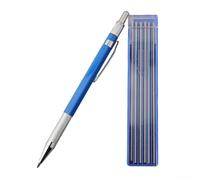 Yhenlovtt Porte-mine Silver Streak avec 12 recharges rondes argentées, marqueur en métal pour la disposition du métal, la fabrication, les tuyauteries, les charpentiers, les soudeurs et les