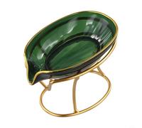 Yhenlovtt Porte-savon en forme de feuille avec design auto-drainant, construction en PET et fer pour un séchage rapide, accessoire élégant de comptoir de salle de bain ou de cuisine