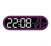 Yhenlovtt Réveil numérique LED géométrique moderne avec calendrier, jour de la semaine et affichage de la température, luminosité réglable, double alarme, utilisation murale ou de table, 25 cm (D)