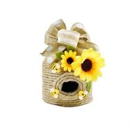 Yhenlovtt Ruche décorative rustique avec tournesol fabriquée à la main en corde de jute naturelle de style ferme, décoration d'intérieur et d'extérieur (D)