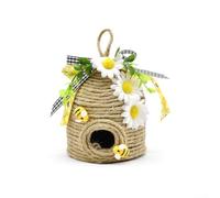 Yhenlovtt Ruche décorative rustique avec tournesol fabriquée à la main en corde de jute naturelle, style ferme, décoration d'intérieur, nœud à carreaux pour intérieur et extérieur (A et A)