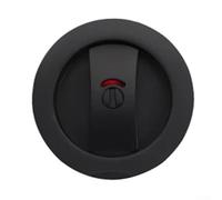 Yhenlovtt Serrure de porte ronde avec fermeture à crochet invisible pour portes coulissantes et portes de salle de bain, construction en alliage de zinc, convient pour 30 à 50 mm (noir)