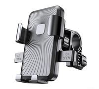 Yhenlovtt Support de moto et de téléphone, construction en ABS avec poignée en silicone antidérapante, support réglable à 360° pour guidon ou rétroviseur (guidon noir)