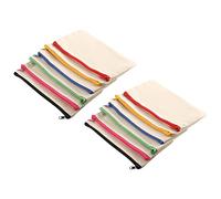 Yheonver Lot de 12 trousses de maquillage vierges en toile avec fermeture éclair multicolore, beige