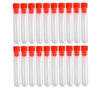 Yheonver Lot de 20 tubes à essai en plastique non diplômés Outil de test de laboratoire avec bouchon à vis transparent, 12 x 60 mm
