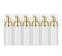 Yheonver Lot de 6 flacons vides en mousse de 50 ml avec pompe dorée, distributeurs de mousse de voyage vides pour savon, shampooing, or + blanc