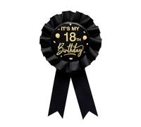 YHEZXUN Pin's en fer blanc avec inscription « It's My 18th Birthday » en tissu satiné noir sur le thème des 18 ans - Décoration de fête, récompense, ruban, Plastique, Sans pierre précieuse