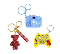 YHFITN Porte-clés avec pendentif caméra de projection, breloque ours en peluche Bling BGA, mini-jouet Whack-a-Mole à poussée rapide, cadeau d'anniversaire amusant