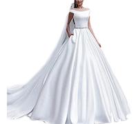 yhfshop Bal Mariage Cérémonie Robe de Soirée,Robe de mariée en Satin Robe de soirée Banquet-White_50,Grande Taille Robe de Soirée Femme
